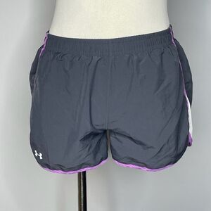 Under Armour- Dark Grey & Purple Heat Gear Semi-Fitted Shorts
